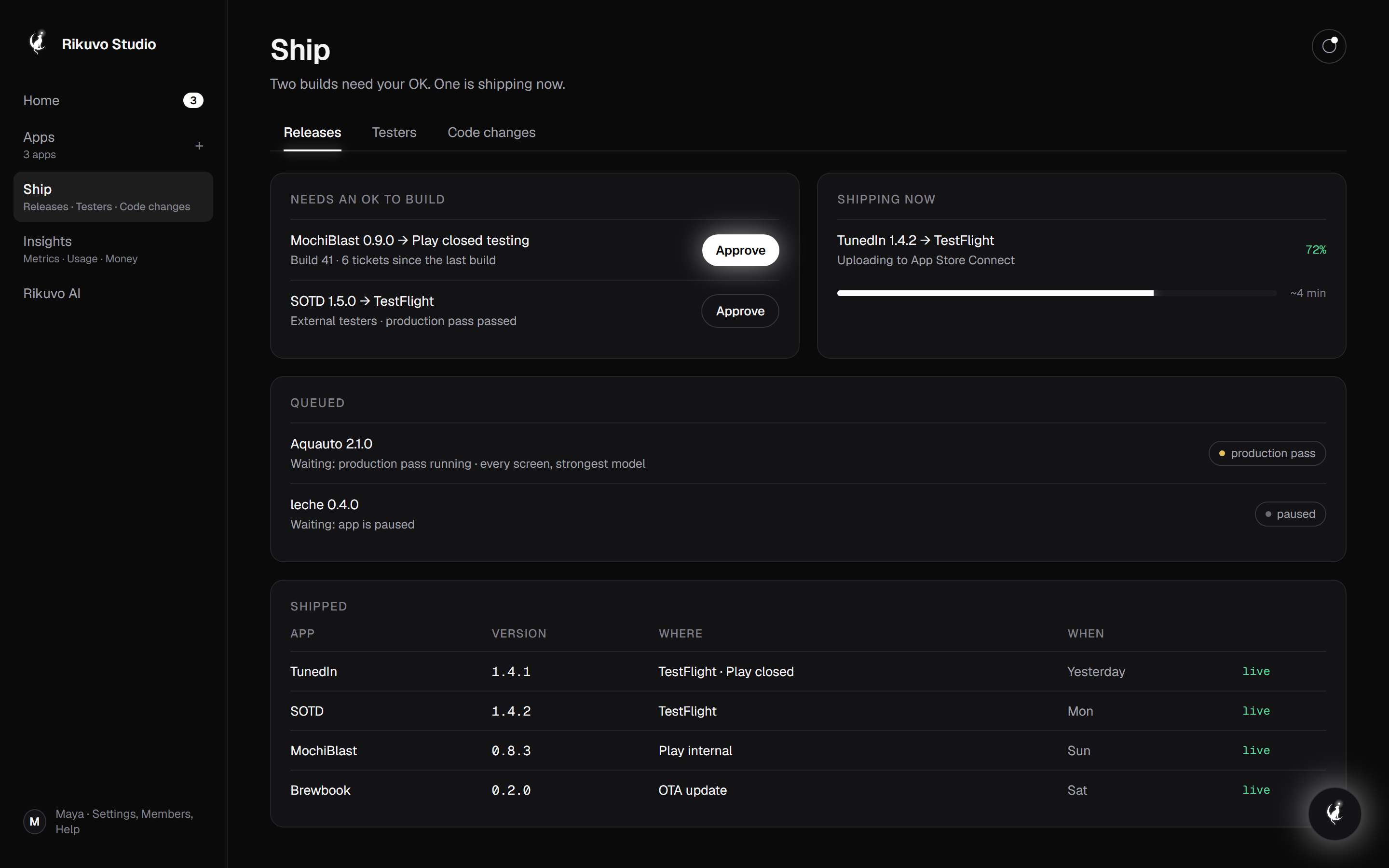 Release tracks in Studio
